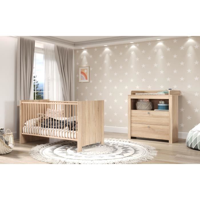 Trendteam OLIVIA Sonoma babykamer – bed en commode eikenlook