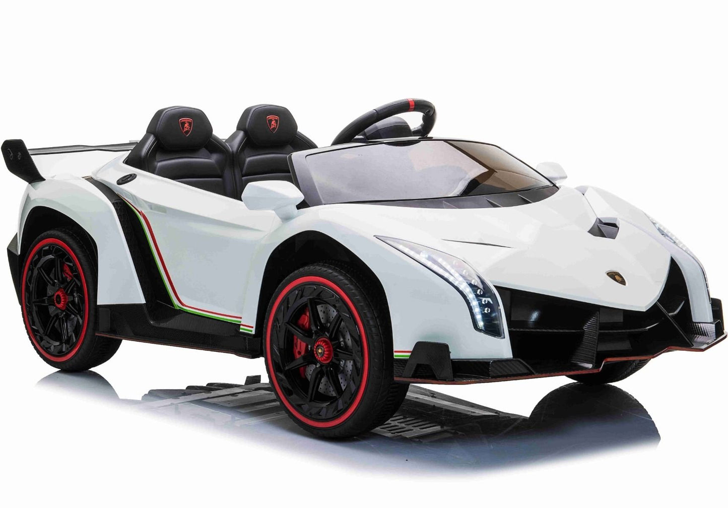 Lamborghini Veneno 2-persoons elektrische kinderauto (wit) – 4x 45W motoren, 12V 10Ah accu, rubberen banden & afstandsbediening | Kiddoplay