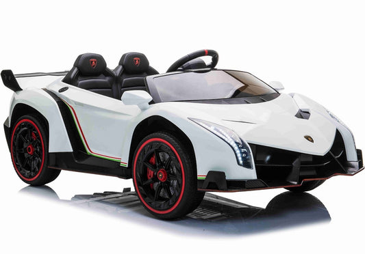 Lamborghini Veneno 2-persoons elektrische kinderauto (wit) – 4x 45W motoren, 12V 10Ah accu, rubberen banden & afstandsbediening | Kiddoplay