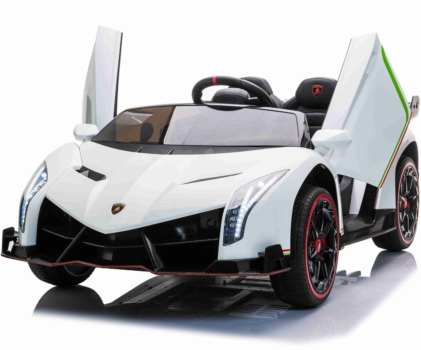 Lamborghini Veneno 2-persoons elektrische kinderauto (wit) – 4x 45W motoren, 12V 10Ah accu, rubberen banden & afstandsbediening | Kiddoplay