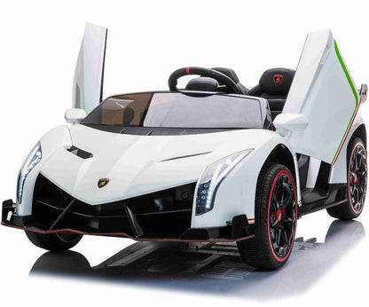 Lamborghini Veneno 2-persoons elektrische kinderauto (wit) – 4x 45W motoren, 12V 10Ah accu, rubberen banden & afstandsbediening | Kiddoplay