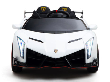 Lamborghini Veneno 2-persoons elektrische kinderauto (wit) – 4x 45W motoren, 12V 10Ah accu, rubberen banden & afstandsbediening | Kiddoplay