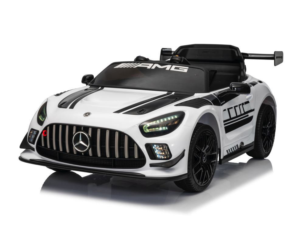 Mercedes-Benz Gt3 Amg 12 Volt Elektrische Kinderauto Met Rubberen Banden, Leder Zitje En Meer!