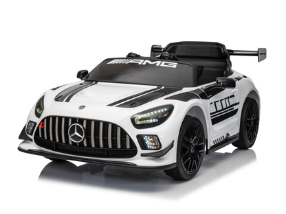 Mercedes-Benz Gt3 Amg 12 Volt Elektrische Kinderauto Met Rubberen Banden, Leder Zitje En Meer!