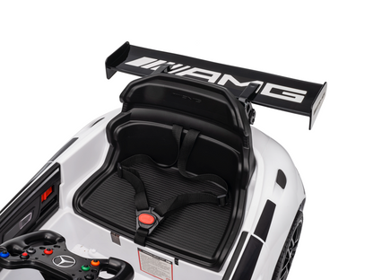 Mercedes-Benz Gt3 Amg 12 Volt Elektrische Kinderauto Met Rubberen Banden, Leder Zitje En Meer!