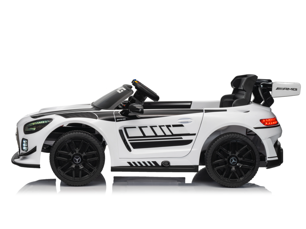 Mercedes-Benz Gt3 Amg 12 Volt Elektrische Kinderauto Met Rubberen Banden, Leder Zitje En Meer!