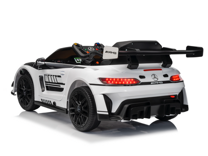Mercedes-Benz Gt3 Amg 12 Volt Elektrische Kinderauto Met Rubberen Banden, Leder Zitje En Meer!