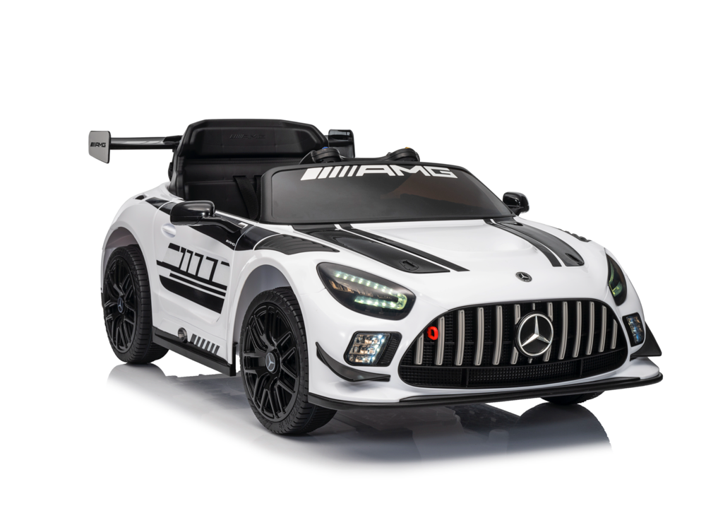 Mercedes-Benz Gt3 Amg 12 Volt Elektrische Kinderauto Met Rubberen Banden, Leder Zitje En Meer!
