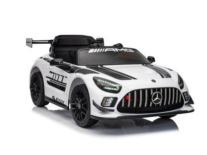 Mercedes-Benz Gt3 Amg 12 Volt Elektrische Kinderauto Met Rubberen Banden, Leder Zitje En Meer!