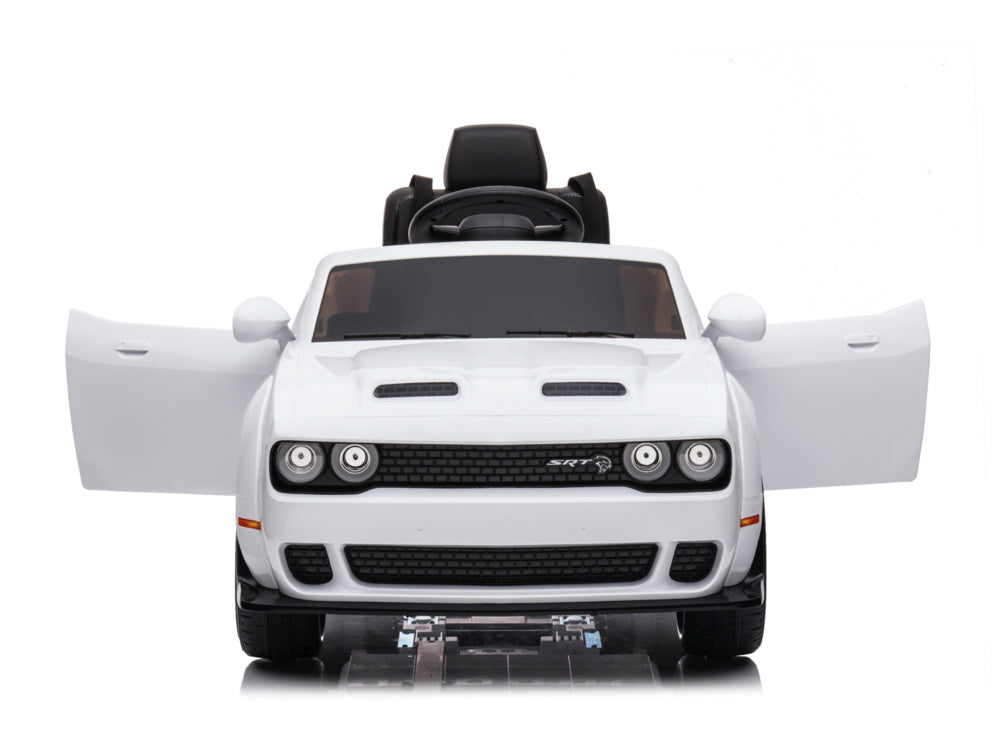 Dodge Challenger Srt, 12 Volt Elektrische Kinderauto, Leder Zitje, Rubberen Banden, Kinder Accu Auto!