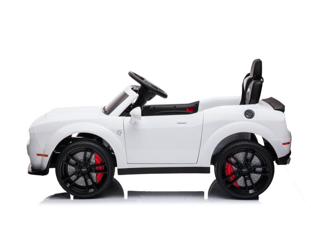 Dodge Challenger Srt, 12 Volt Elektrische Kinderauto, Leder Zitje, Rubberen Banden, Kinder Accu Auto!
