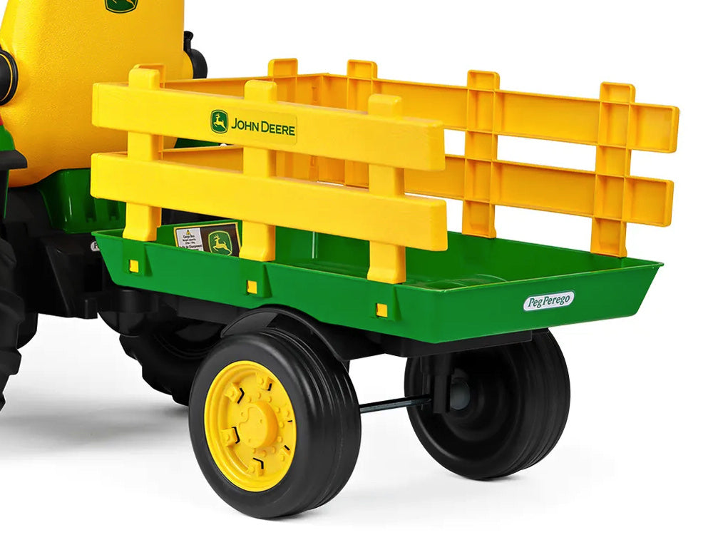 John Deere Kinder Tractor + Aanhanger, 2 X 12 Volt Motoren Met Afstandsbediening