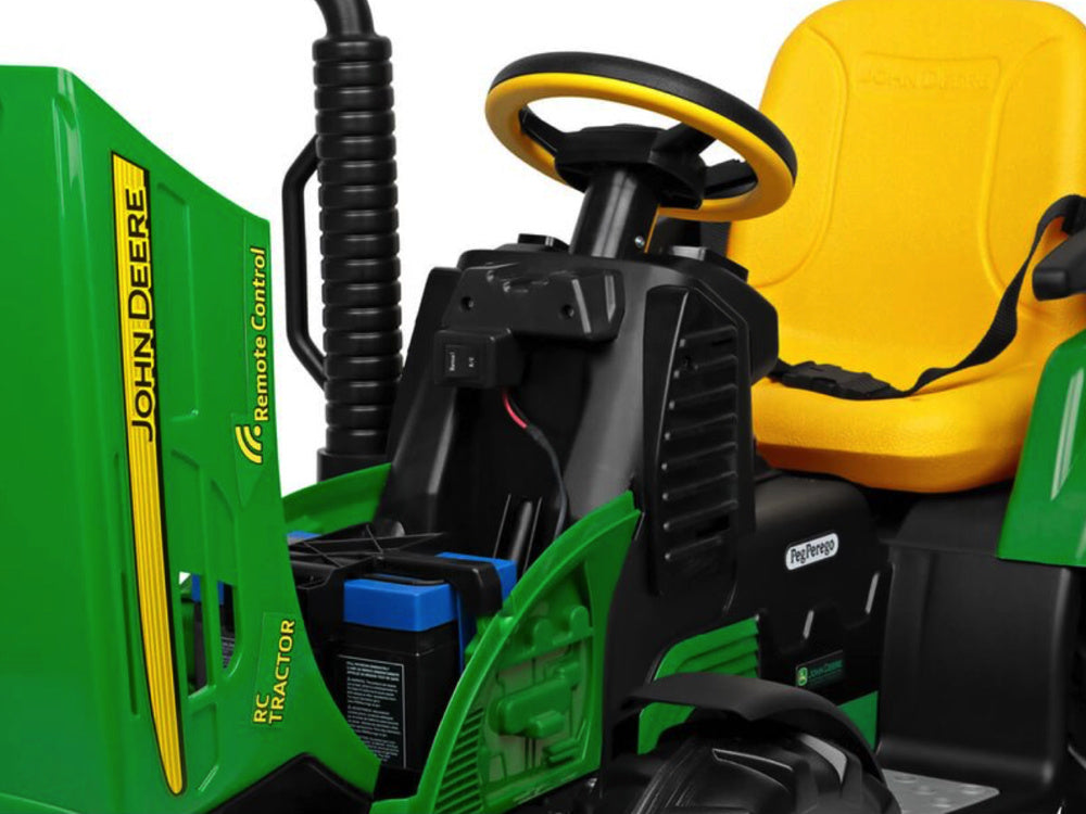 John Deere Kinder Tractor + Aanhanger, 2 X 12 Volt Motoren Met Afstandsbediening