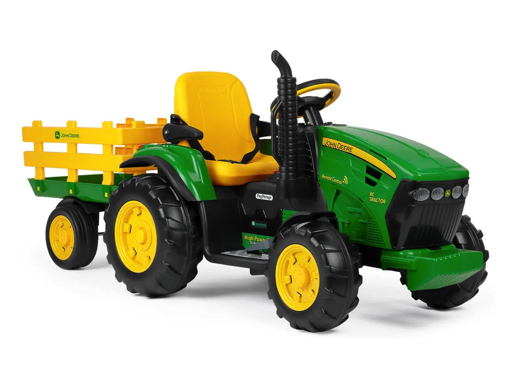 John Deere Kinder Tractor + Aanhanger, 2 X 12 Volt Motoren Met Afstandsbediening