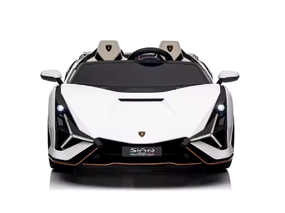 Lamborghini Sian, 2-Persoons 24 Volt Elektrische Kinderauto Met Rubberen Banden, Leder Zitje En Meer