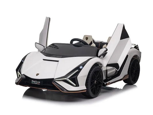 Lamborghini Sian, 2-Persoons 24 Volt Elektrische Kinderauto Met Rubberen Banden, Leder Zitje En Meer
