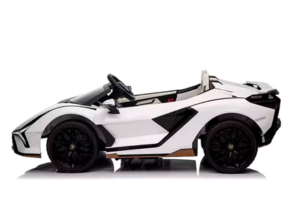 Lamborghini Sian, 2-Persoons 24 Volt Elektrische Kinderauto Met Rubberen Banden, Leder Zitje En Meer