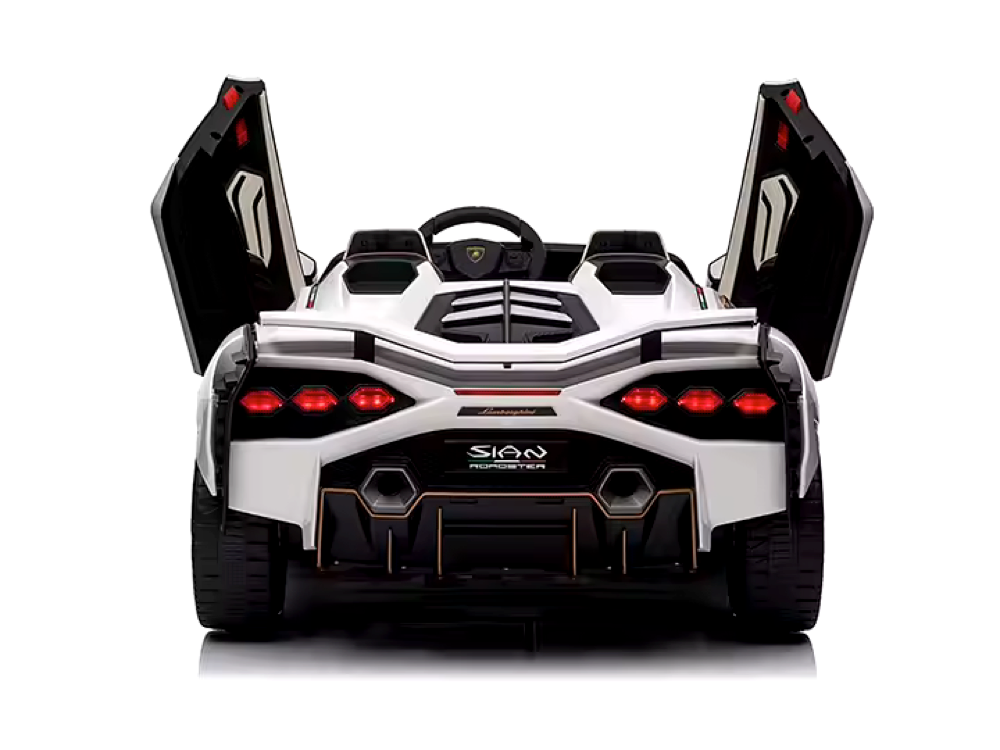 Lamborghini Sian, 2-Persoons 24 Volt Elektrische Kinderauto Met Rubberen Banden, Leder Zitje En Meer
