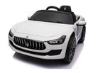 Maserati Ghibli, 12V Elektrische Kinderauto, Rubberen Banden, Leder Zitje.
