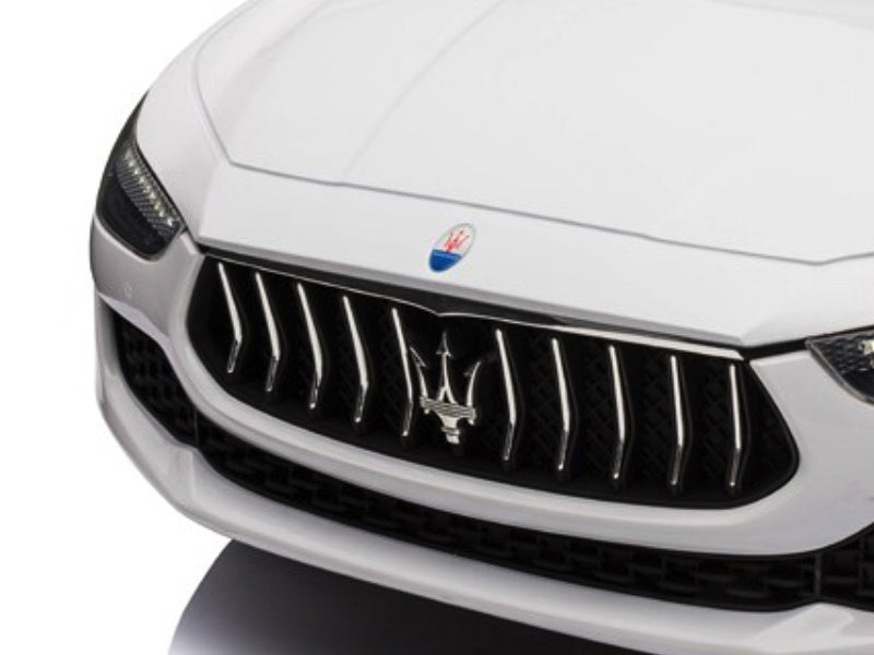 Maserati Ghibli, 12V Elektrische Kinderauto, Rubberen Banden, Leder Zitje.