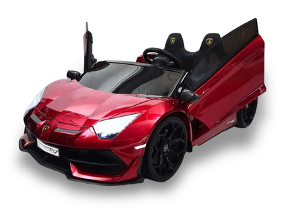 Lamborghini Aventador, 2-Persoons 24 Volt Elektrische Kinderauto Met Rubberen Banden, Leder Zitje!