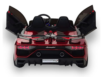 Lamborghini Aventador, 2-Persoons 24 Volt Elektrische Kinderauto Met Rubberen Banden, Leder Zitje!