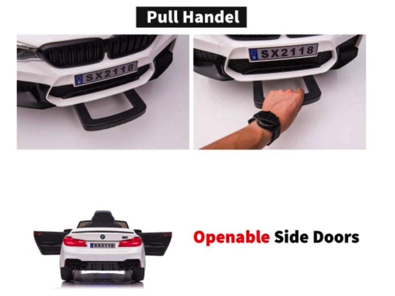 Bmw M5,Lithium, Leder Zitje, Rubberen Banden, Kinder Accu Auto!