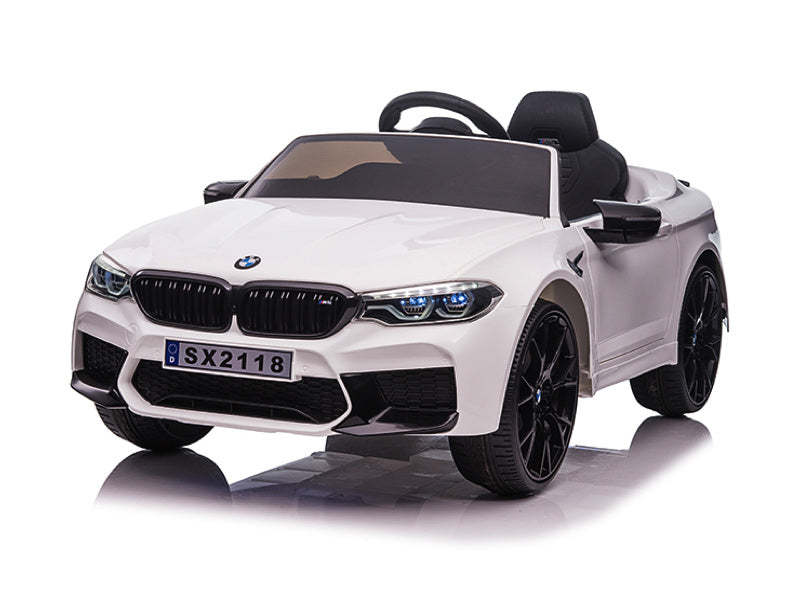 Bmw M5,Lithium, Leder Zitje, Rubberen Banden, Kinder Accu Auto!