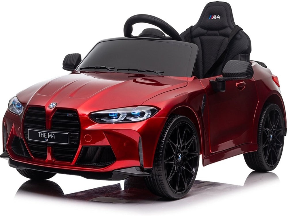 Bmw M4, 12 Volt Elektrische Kinderauto, Leder Zitje, Rubberen Banden, Kinder Accu Auto!