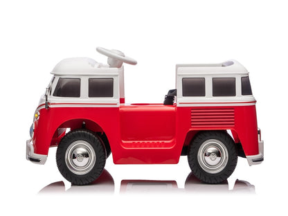 Volkswagen T1 Classic Bus, 12 Volt Kinderauto Met Rubberen Banden En Meer!
