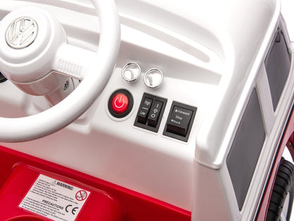 Volkswagen T1 Classic Bus, 12 Volt Kinderauto Met Rubberen Banden En Meer!